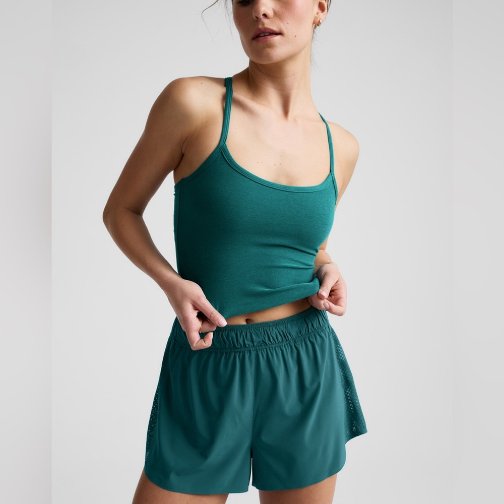 BEYOND YOGA SPACEDYE RACERBACK CROP TANK TEAL S BNWT ATHLEISURE TOP